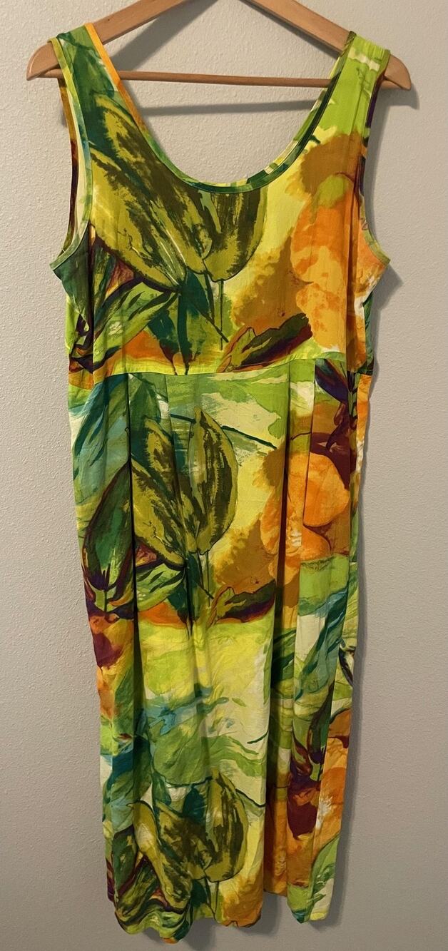 Vintage Jams World Alani Dress Womens Small Tropical Floral Sundress Hawaiian